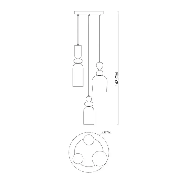 Lampa wisząca Manso PND-37462-3A-MC-GD potrójna multikolor
