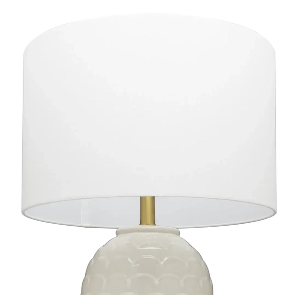 Lampa stołowa Murcia T01033BR-WH walec łuski ceramiczna mosiądz biały