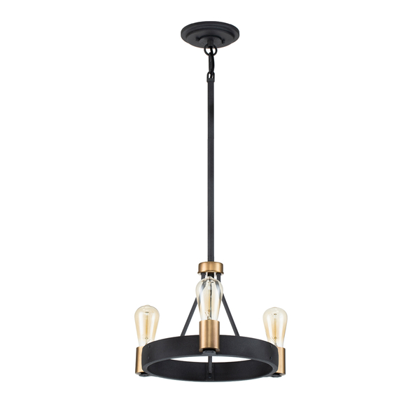 Lampa wisząca QN-SILAS-3P-DZ okrągła czarna mosiądz