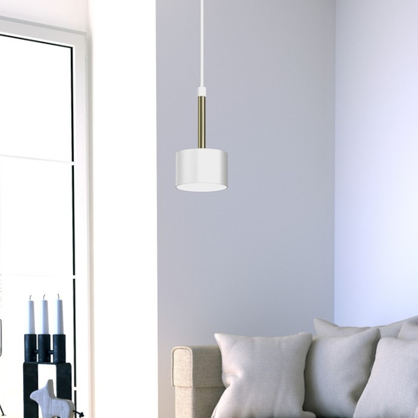 Minimalistyczna lampa wisząca ARENA metalowa okrągła biała złota