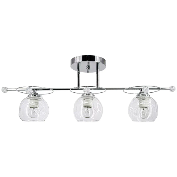 Szklana lampa natynkowa 8820/3 8C jadalniana chrom