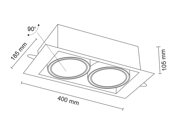 Wpust LAMPA sufitowa MUKO IL 3361 Shilo podtynkowa OPRAWA prostokątna LED 20W 3000K regulowane OCZKA metalowe czarne
