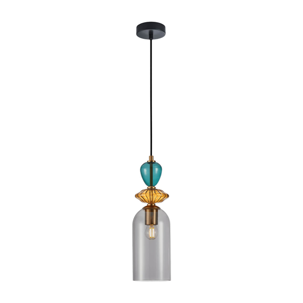 Szklana lampa wisząca Busco PND-30263-1C-BRO-SG przydymiony złoty kolorowy