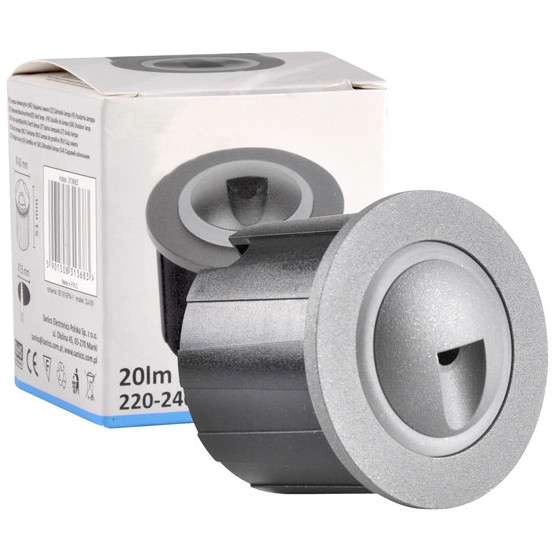 Schodowa LAMPA podtynkowa Q2 LED 313683 Polux metalowa OPRAWA wpuszczana LED 3W 4000K okrągła IP44 grafitowa