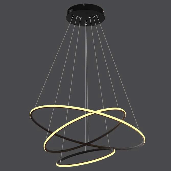 Okrągła LAMPA wisząca SLIM/000022/3000/B MDECO metalowa OPRAWA zwis LED 93W 3000K pierścienie czarne