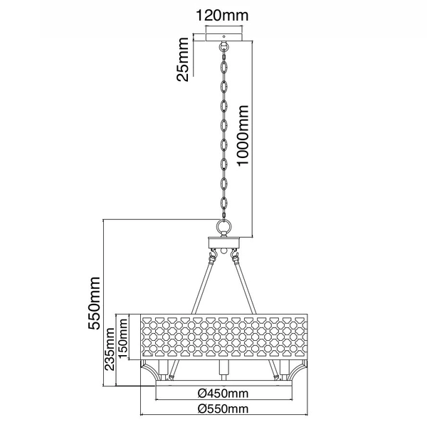 LAMPA wisząca Verno Cromo Orlicki Design metalowa OPRAWA ażurowy zwis chrom kremowy
