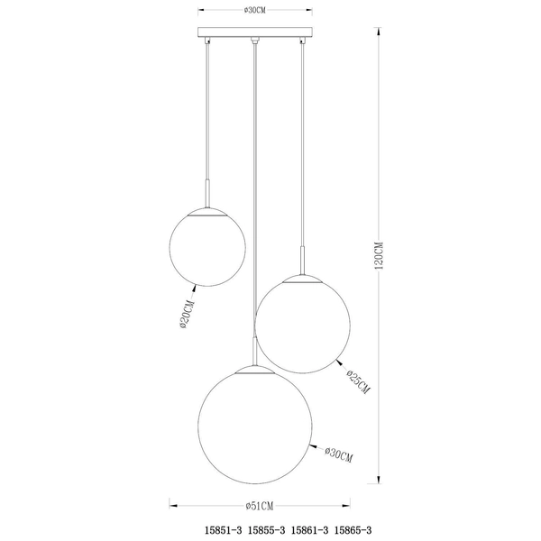 LAMPA wisząca VARUS 15851-3 Globo szklana OPRAWA zwis kaskada kule balls chrom przezroczyste