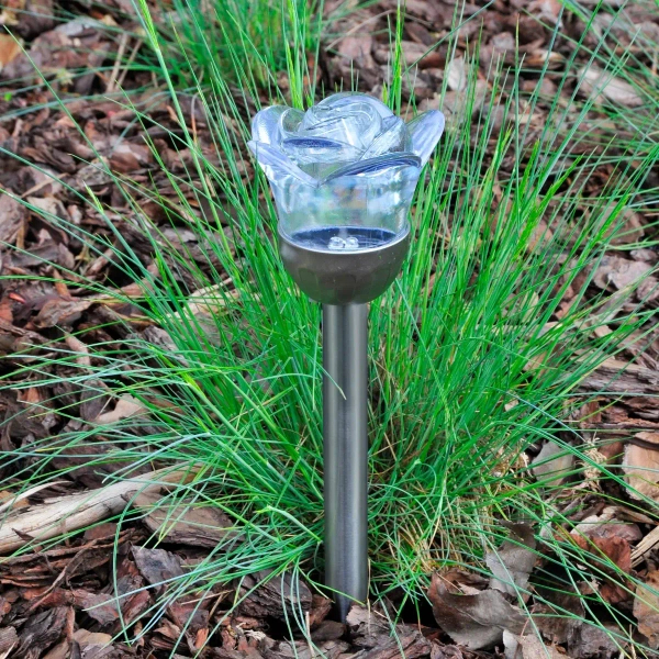 Solarna lampa wtykana ROSE 312198 RGB dekoracyjna srebrna