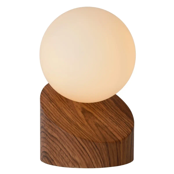 Dotykowa lampa nocna Len 45561/01/70 Lucide okrągła kula biała drewniana