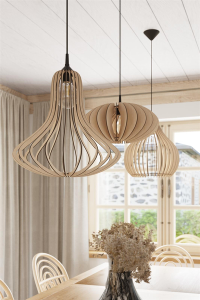 Skandynawska lampa wisząca SL.0641 drewniana klatka do holu
