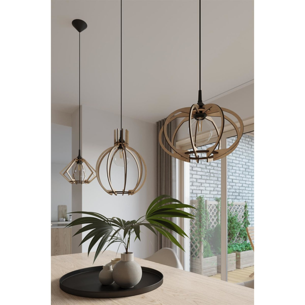 Drewniana lampa wisząca SL.0391 klatka do jadalni nad stół