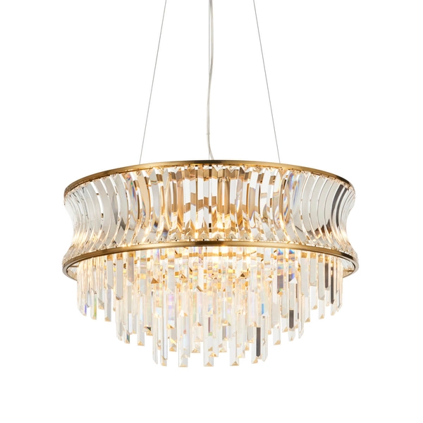 Wisząca lampa glamour L&-1107785 szklana mosiądz przezroczysty
