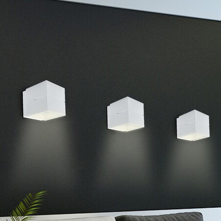Minimalistyczna LAMPA ścienna KAUNAS 7018 Rabalux metalowa kostka do przedpokoju biała