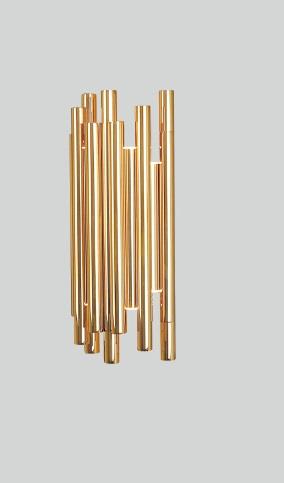 Kinkiet LAMPA ścienna ORGANIC W0187D Maxlight metalowa OPRAWA sople LED 8W 3000K tuby złote