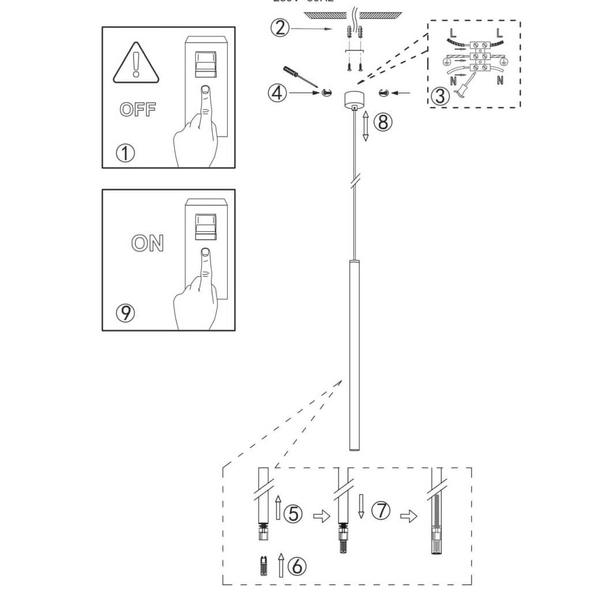 Wisząca lampa salonowa Lunga LP-894/1P GD nowoczesna tuba metalowy sopel złoty