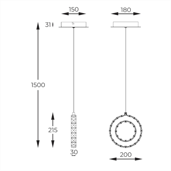 Ściemnialna lampa wisząca Girona MD3713-1-3CT Zumaline LED 10W 3000K chrom