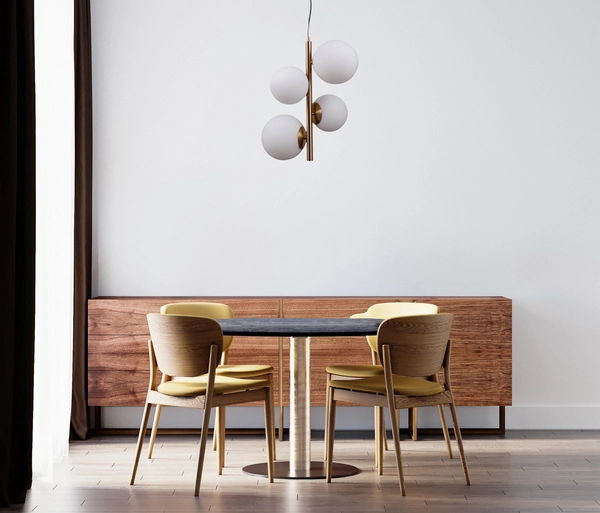 LAMPA wisząca RIGA PND-44213-4-HBR Italux loftowa OPRAWA modernistyczny ZWIS kule balls mosiądz