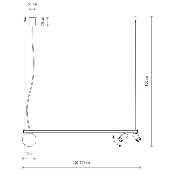 Lampa wisząca nad stół Fourty 11447 szklana kula tubki regulowane czarne
