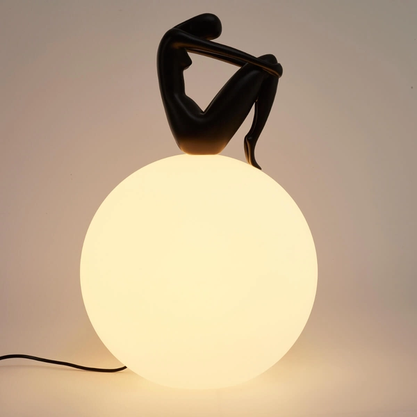 Lampka nocna WOMEN ST-6020-B black Step figurka szklana metalowa biała czarna