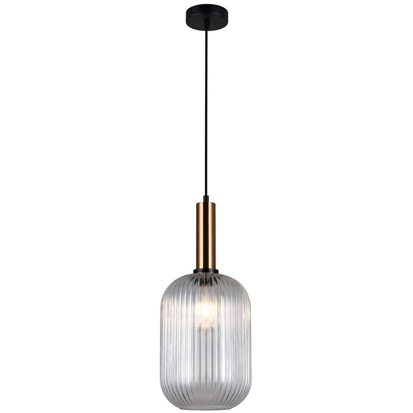 LAMPA wisząca ANTIOLA PND-5588-1L-BRO+CL Italux plisowana OPRAWA loftowy zwis mosiężny przezroczysty
