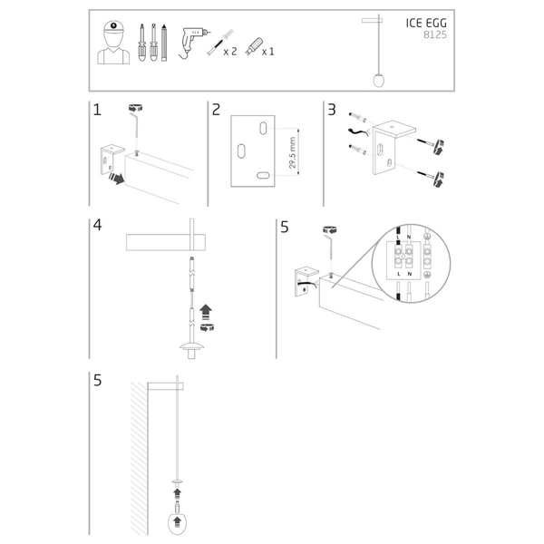 Kinkiet ścienny Ice Egg 8125 IP44 jajko metalowy szklany biały czarny
