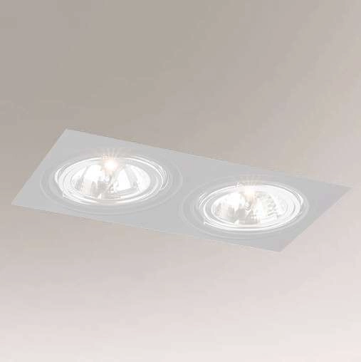 Spot LAMPA sufitowa KOMORO 7328 Shilo prostokątna OPRAWA podtynkowa OCZKO regulowane do zabudowy WPUST biały