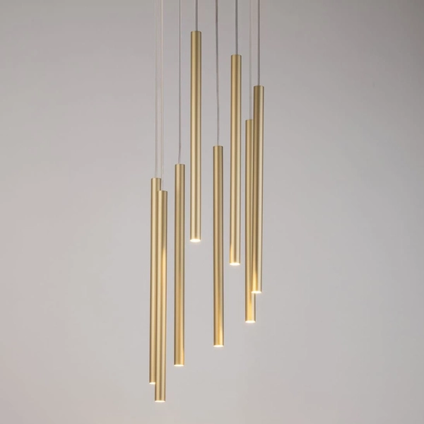 Lampa wisząca salonowa Sopel 33630 Sigma okrągła tuby metalowa złota