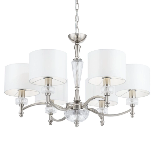 LAMPA wisząca ALICANTE MOD014CL-06N Maytoni abażurowa OPRAWA zwis glamour nikiel