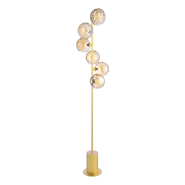 Molekułowa lampa podłogowa Spiral SPI4935-11 kule bursztynowe złoty