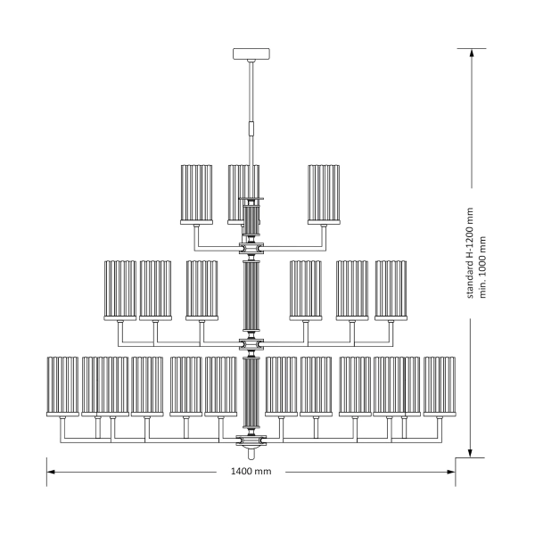 Żyrandol szklany do salonu Artu Ryfel ART-ZW-12+6+3 (ZM) R złoty połysk