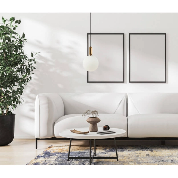 Wisząca lampa sypialniana Aldeva nad łóżko mosiądz biała