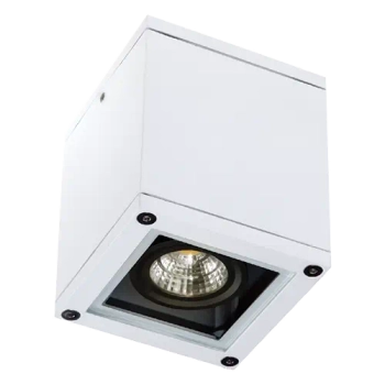 Zewnętrzna lampa sufitowa E270 kostka IP65 kwadratowa biała