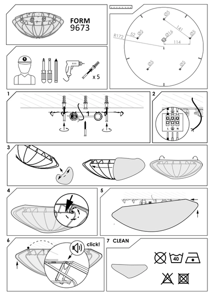 Dekoracyjna lampa sufitowa Form 9673 abażurowa do salonu biała
