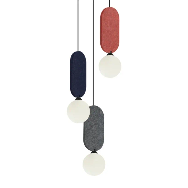 Potrójna wisząca lampa Lorenzo PND-59815A-3-MLTI do salonu szary czerwony