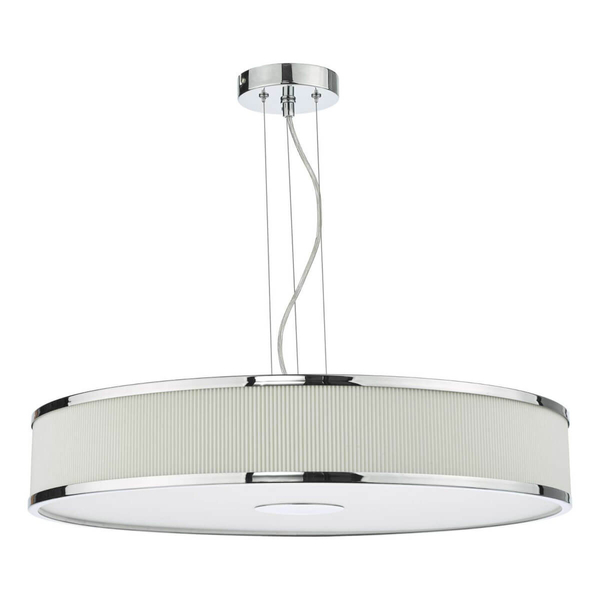 Okrągła lampa wisząca Alvaro ALV1733 materiałowa chrom kość słoniowa