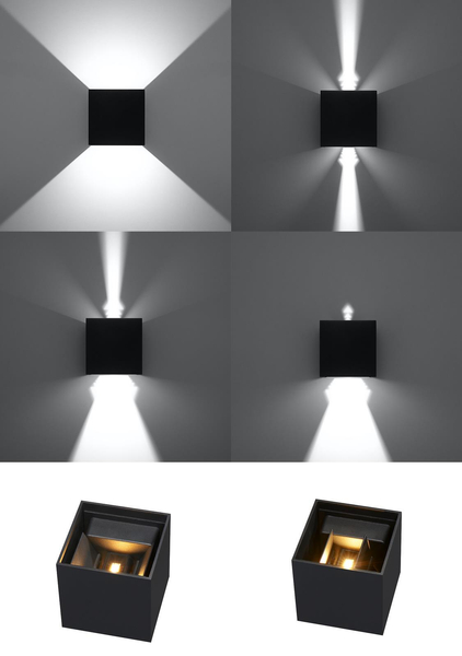 Kinkiet LAMPA przyścienna elewacyjna SL.0545 kwadratowa OPRAWA metalowa LED 6W 3000K kostka cube IP54 czarna