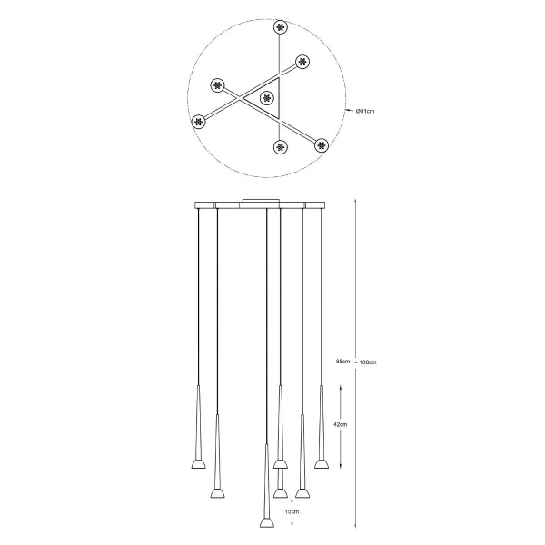 Sufitowa lampa zwisające sople BOSTON P0603-07C-P7B1 LED 1,5W czarna