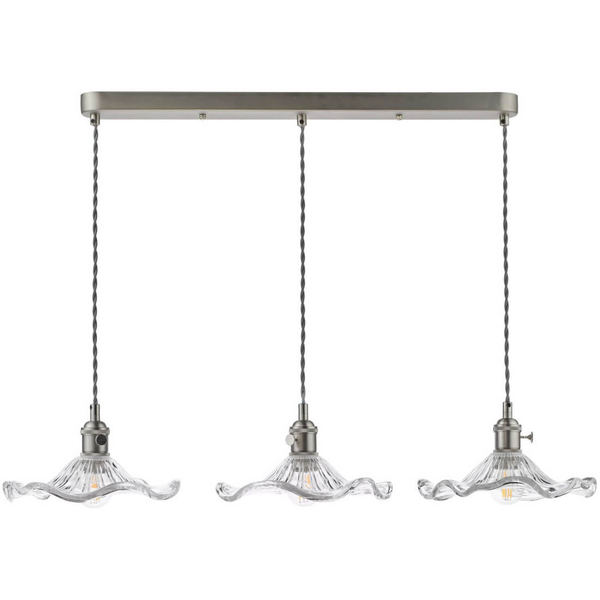 Wisząca lampa szklana Hadano HAD3661-12 falista chrom przezroczysty