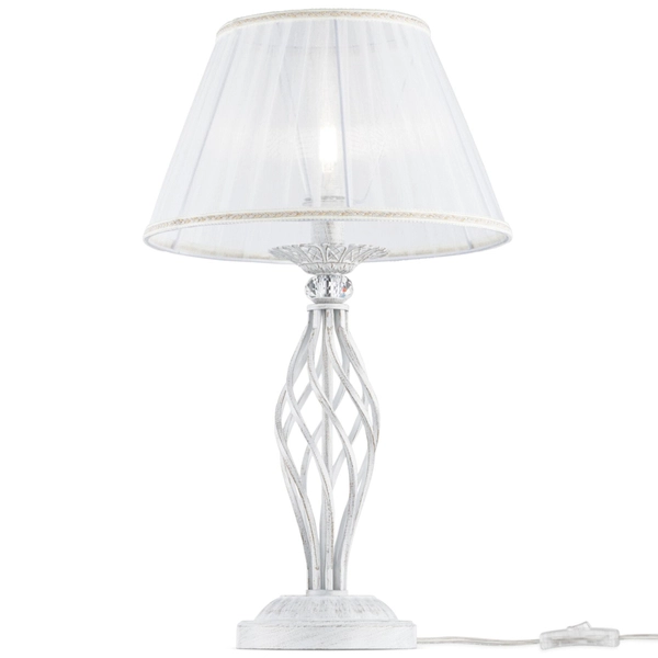 Lampa stołowa z wtyczką glamour z abażurem biała Grace OUTLET