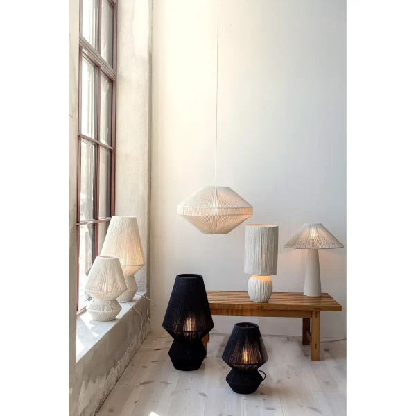 Nocna lampa do sypialni Razzo 108821 metalowa bawełniana nitkowa beżowa