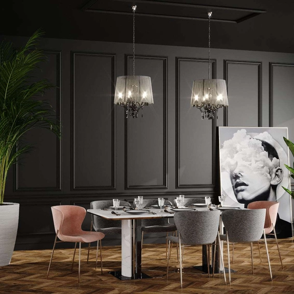 LAMPA wisząca MONA LP-5005/3P czarna Light Prestige abażurowa OPRAWA z kryształkami ZWIS glamour crystal czarny