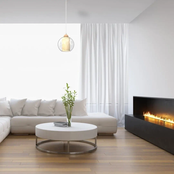 Skandynawska lampa wisząca TELA MLP7955 do kuchni biała drewniana