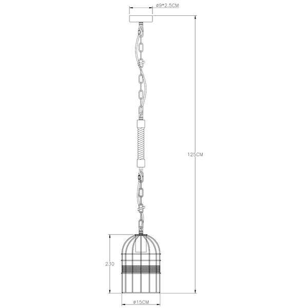 Marynistyczna lampa wisząca HALIA 15677H Globo loftowa klatka czarna brązowa