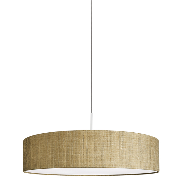Okrągła lampa wisząca Turda 8950 złota do jadalni materiałowa
