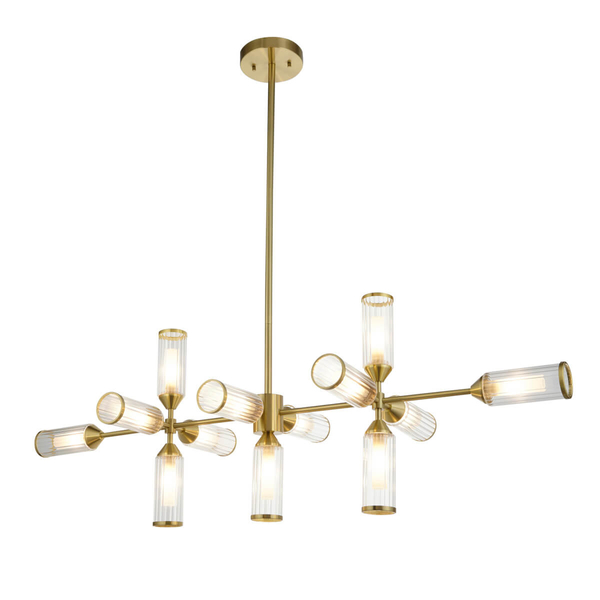 Przysufitowa lampa szklana L&-1106259 tubki mosiądz przezroczysty