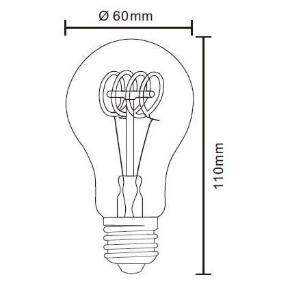 Dekoracyjna ŻARÓWKA industrialna 11403F Globo LED A60 E27 klasyczna 4W 200lm 230V 2000K biała ciepła