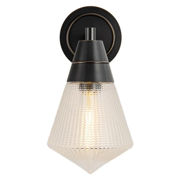Szklana ścienna lampa Willard QN-WILLARD-1WB-UBZ-PG czarna