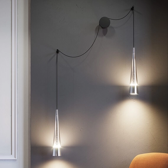 Podwójny kinkiet wiszący Sintesi P090WL-L24CH3K LED 24W regulowany chrom