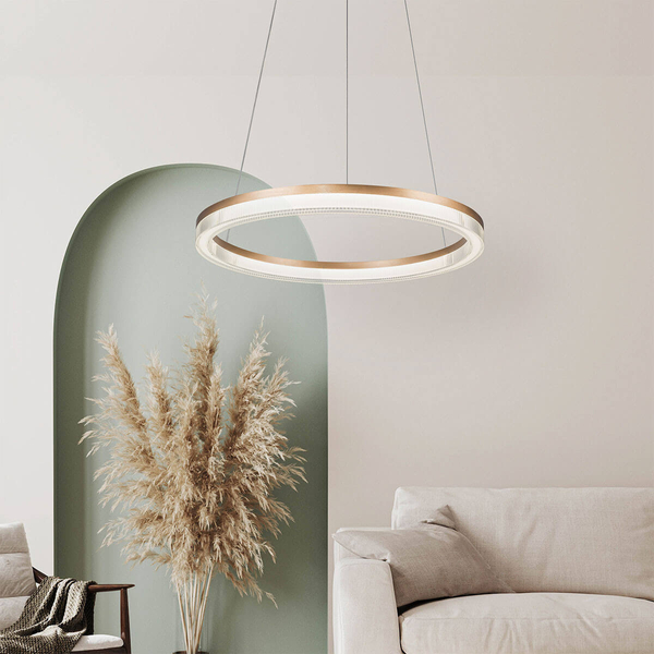 Lampa wisząca ring Midway LP-033/1P L GD Cristal Triangle LED 50W złota