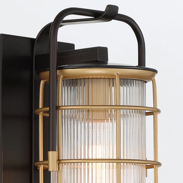 Ścienna lampa latarenka Rivamar QN-RIVAMAR-S-BLK-GD IP44 czarna złota